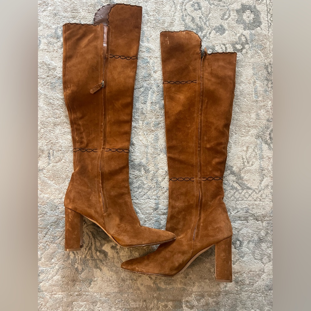 Manolo Blahnik Suede Knee High Boot